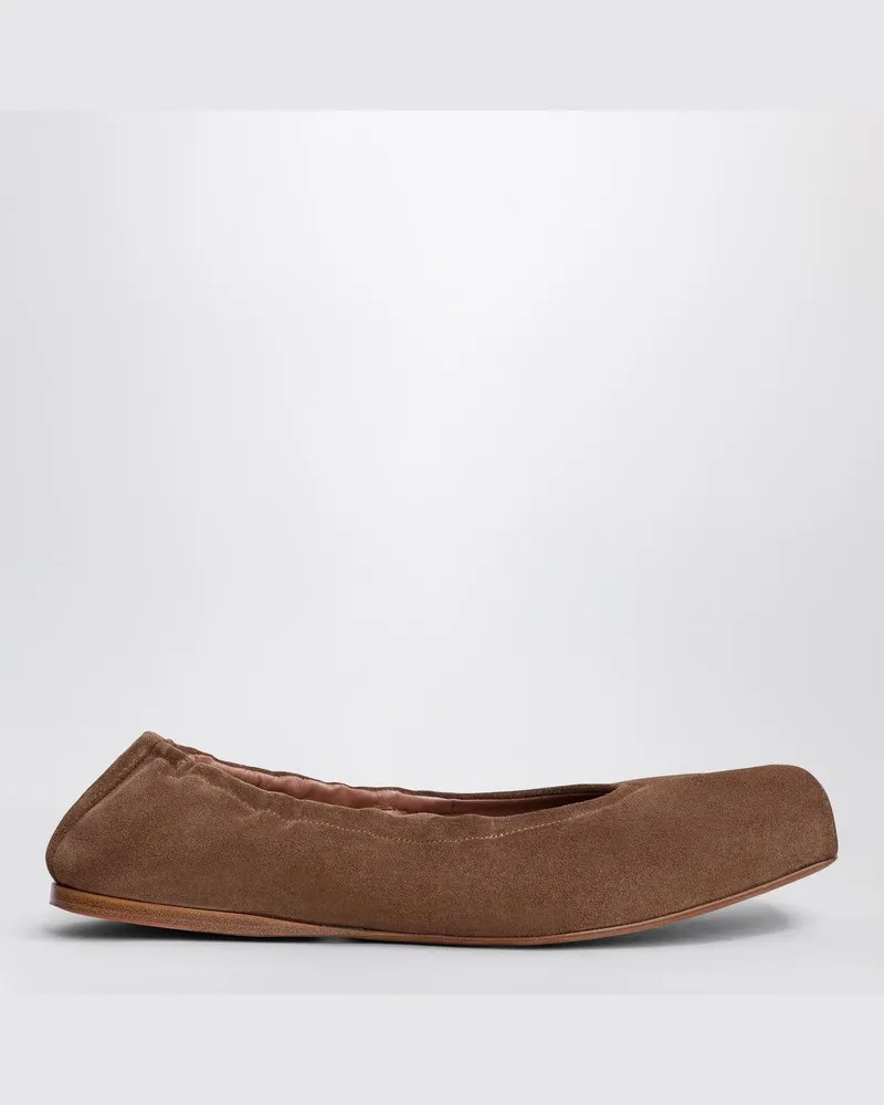 Alaïa Bimaterial-Ballerina mit eckiger Spitze in Braun Braun