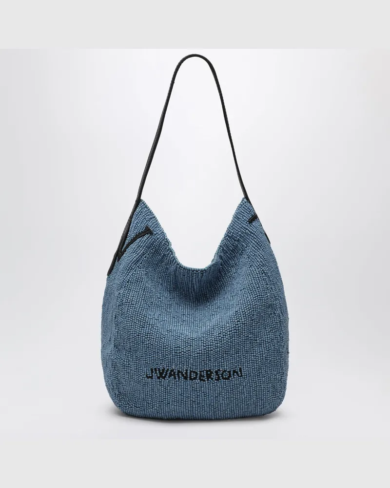 J.W.Anderson Kleine Bulb-Tasche aus blauen Perlen und Kalbsleder Light