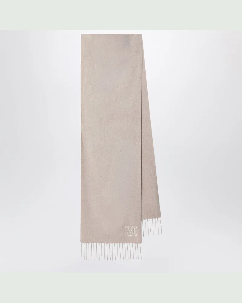Max Mara Kaschmirschal mit gesticktem Logo in Sandfarbe Beige
