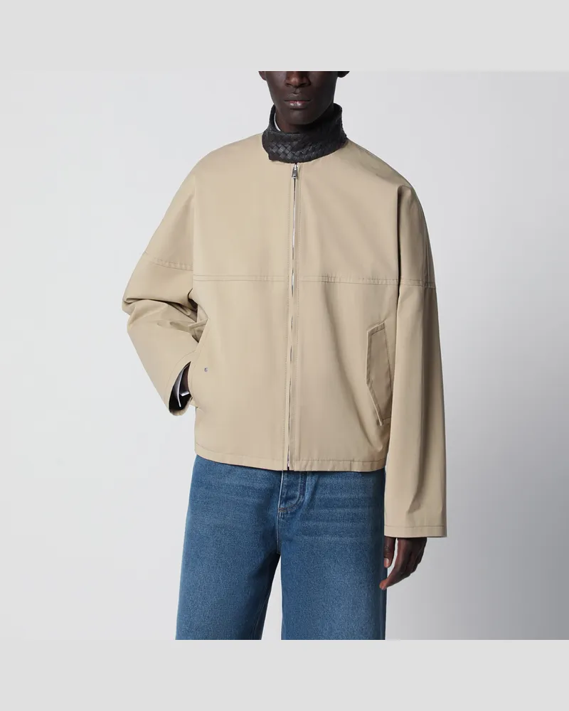 Bottega Veneta Beige Baumwolljacke mit Intrecciato-Kragen Beige
