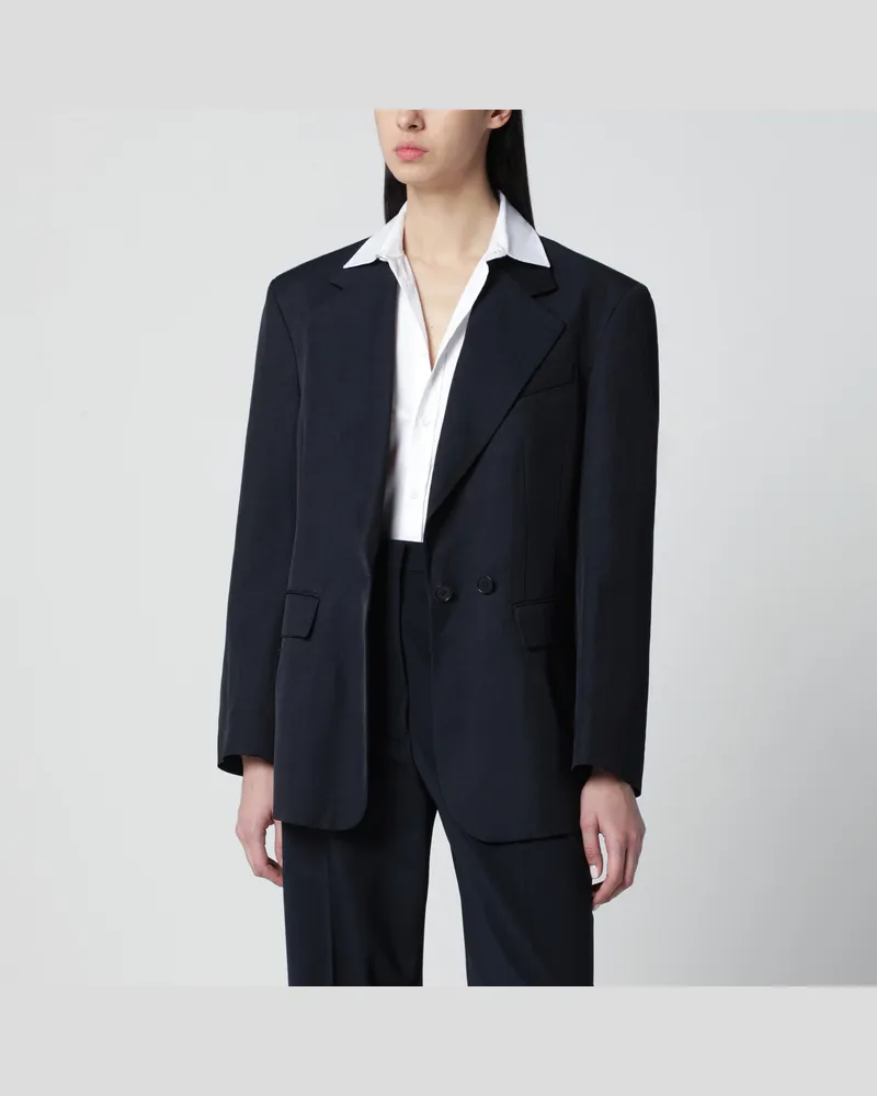 P.A.R.O.S.H. Einreihige Jacke aus Leinenmischung in Blau Blue