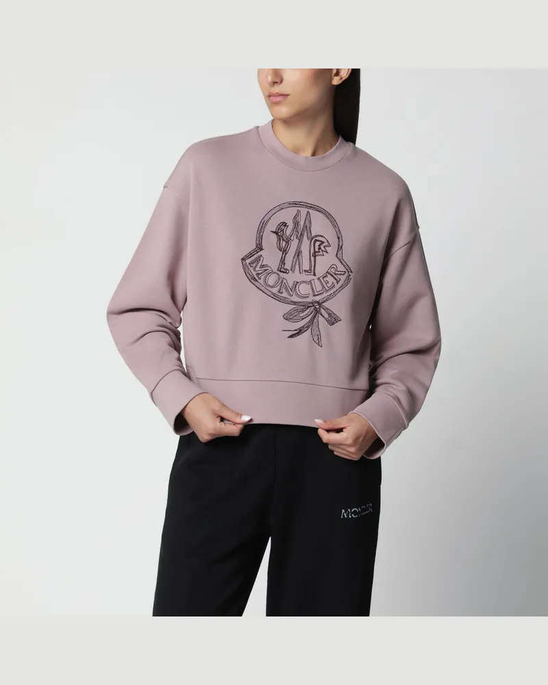 Moncler Rosa Baumwoll-Sweatshirt mit gesticktem Logo Pink