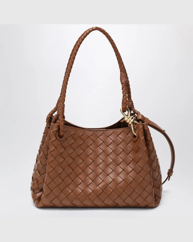 Bottega Veneta Mittelgroße Parachute Tasche aus Leder in Tannin Brown