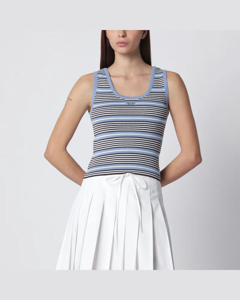Prada Gestreiftes Tanktop in Hellblau und Weiß Light
