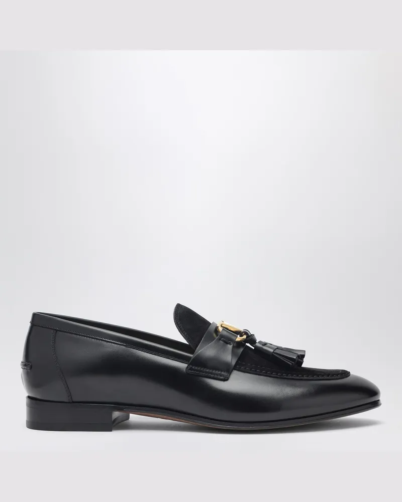 Valentino Garavani Vaniteux Loafer aus Kalbsleder und Spaltleder Black