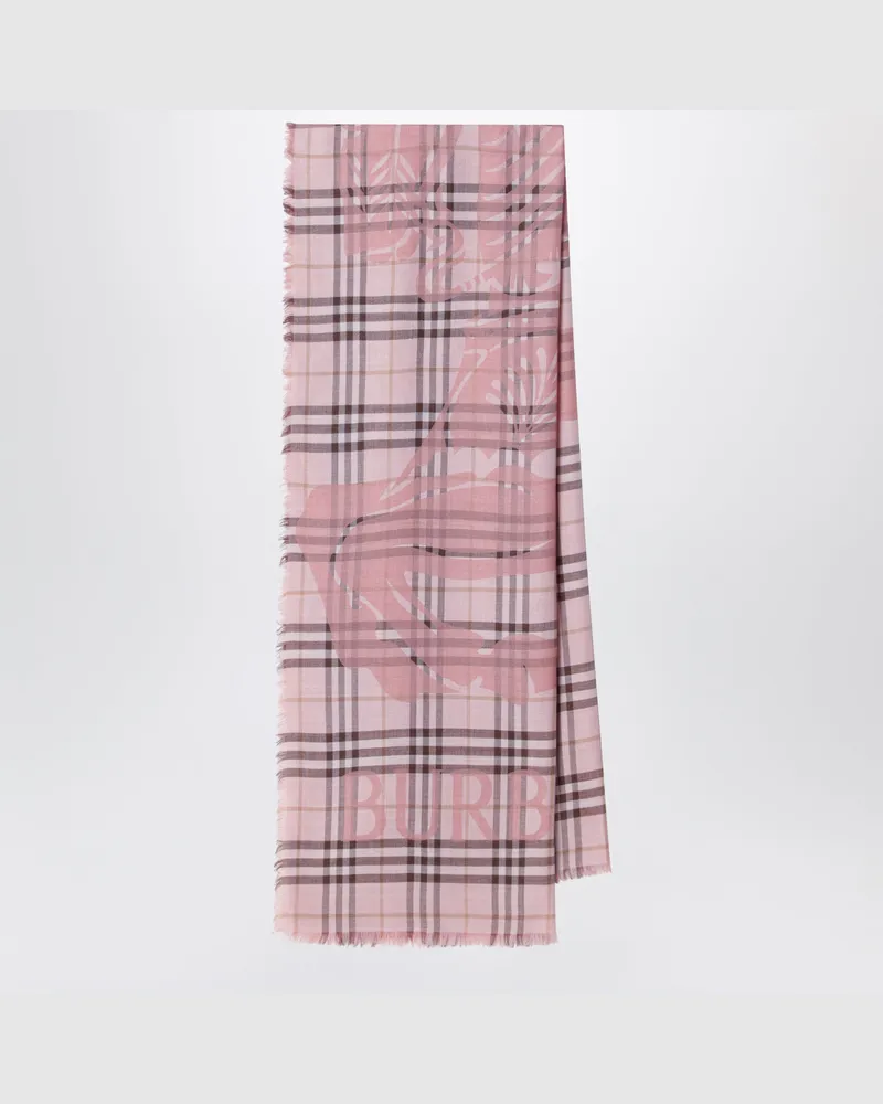 Burberry Großer rosafarbener Check-Schal mit EKD Pink