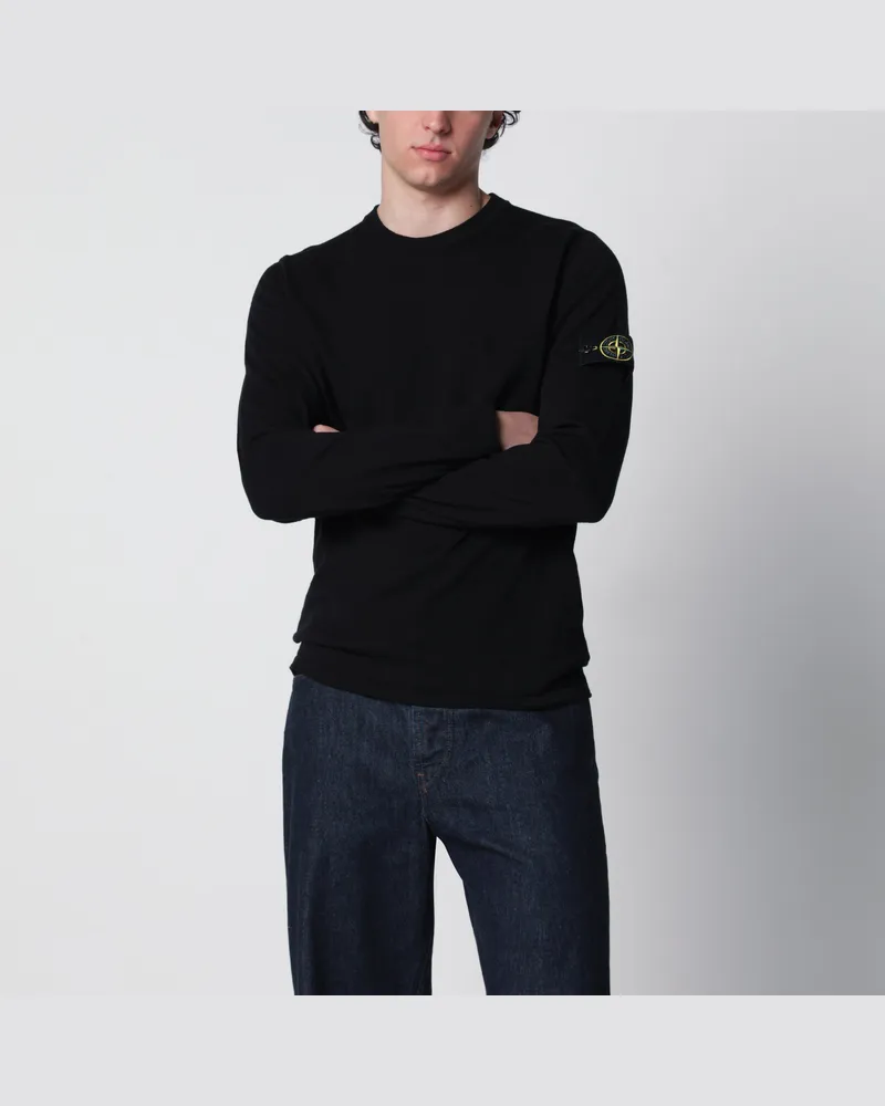 Stone Island Pullover mit Logo-Badge aus Baumwolle in Schwarz Black