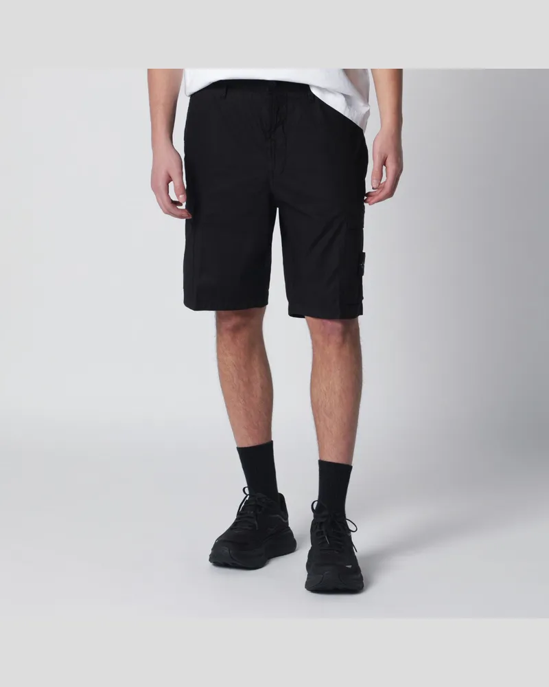Stone Island Schwarze Cargo-Bermudashorts aus Baumwollcanvas 