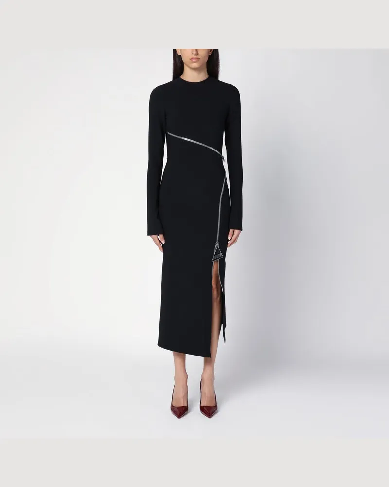 ATTICO Schwarzes Midikleid mit Reißverschluss Schwarz