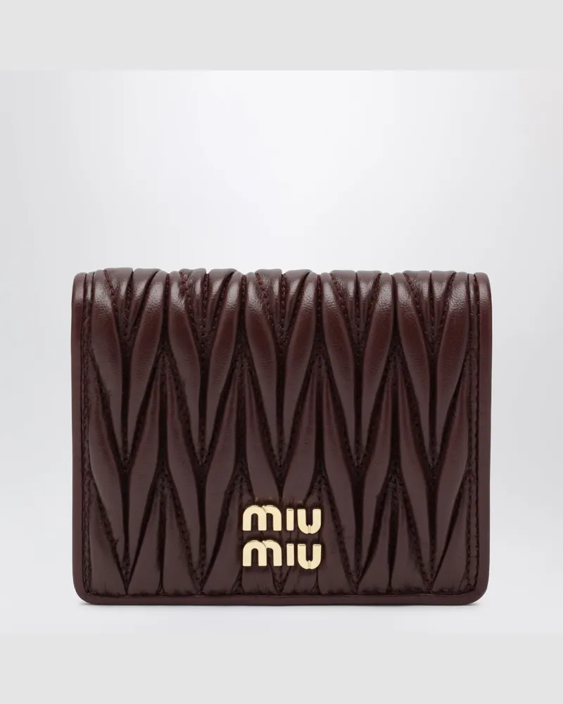 Miu Miu Portemonnaie aus Matelassé-Nappaleder, Bordeaux Burgundy