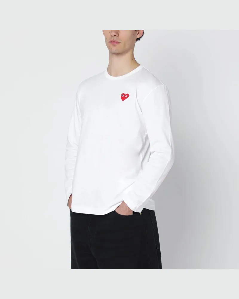 Comme des Garçons Weißes Baumwoll-Langarmshirt Weiß