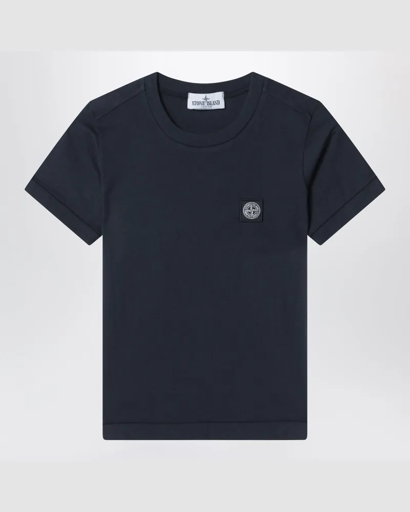 Stone Island Marineblaues T-Shirt mit Compass-Logo-Patch Blue
