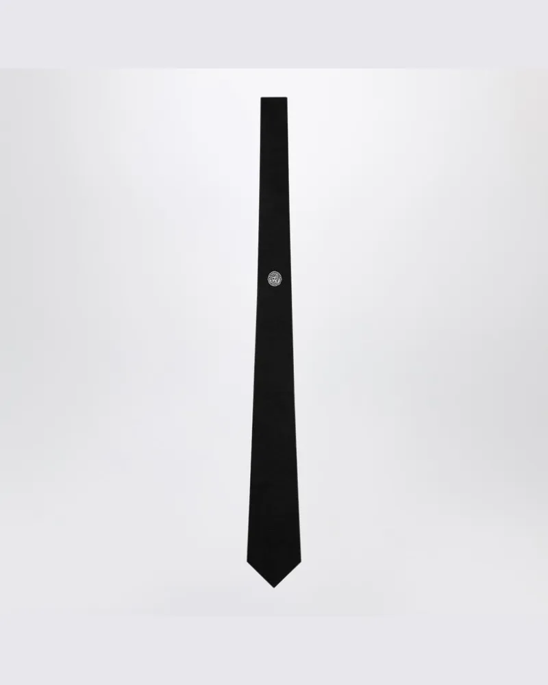 Versace Schwarze Krawatte aus Seidenjacquard Schwarz