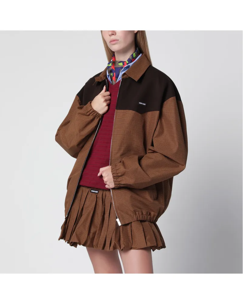 Miu Miu Oversize-Blouson mit Vichy-Karomuster in Karamell Brown