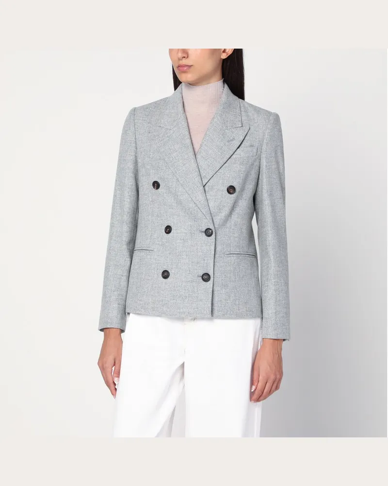 Brunello Cucinelli Doppelreihiger Wollblazer in Grau Grau