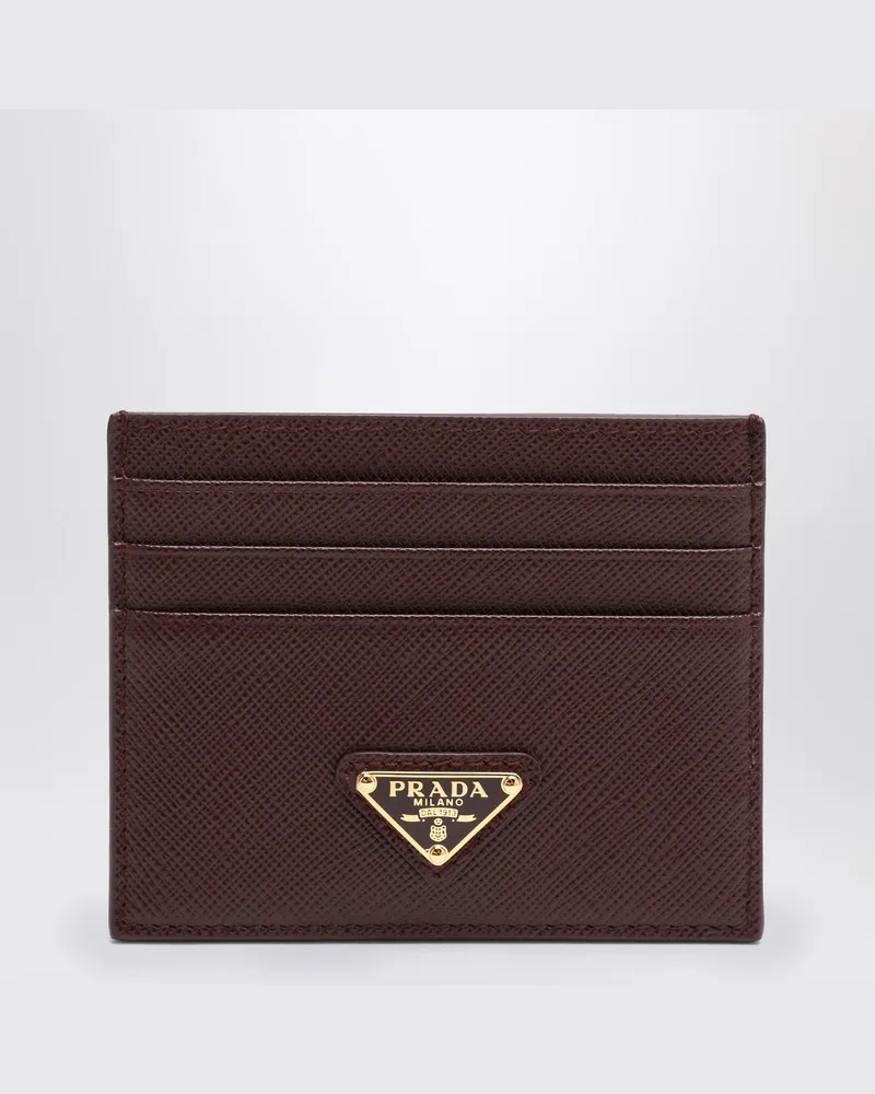 Prada Burgunderfarbenes Kartenetui aus Saffiano 