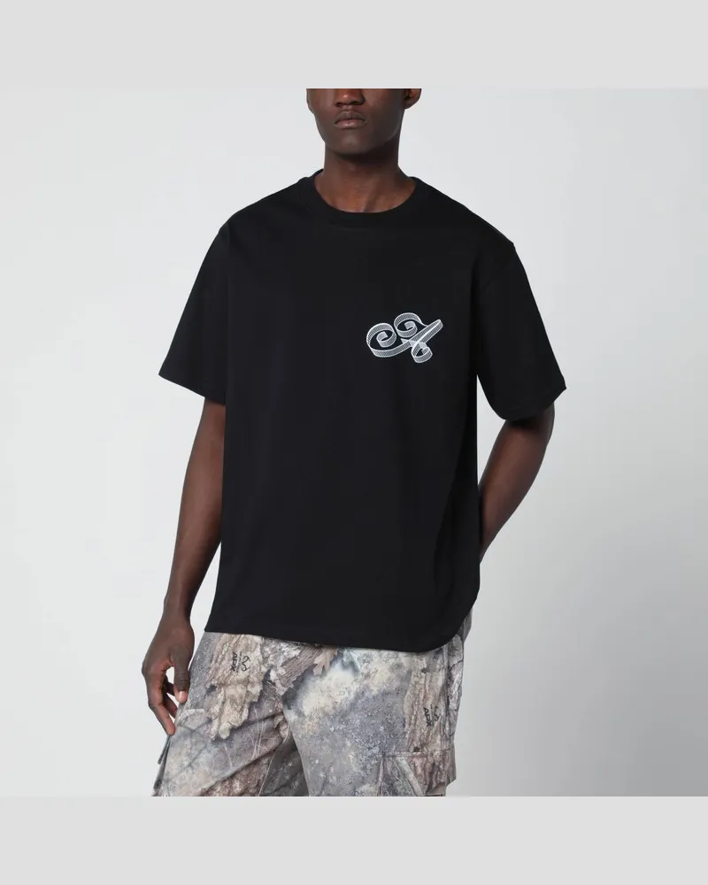 AWAKE NY Schwarzes T-Shirt aus Baumwolle mit Logo Schwarz