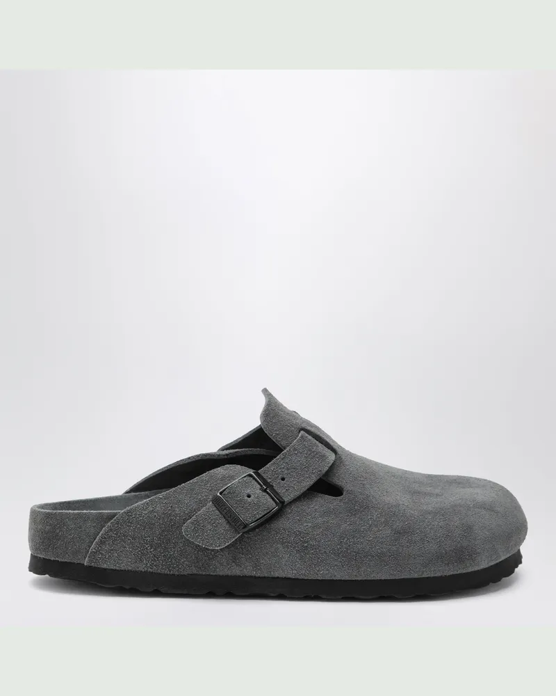 Birkenstock Boston Clog aus Veloursleder in Anthrazit Black