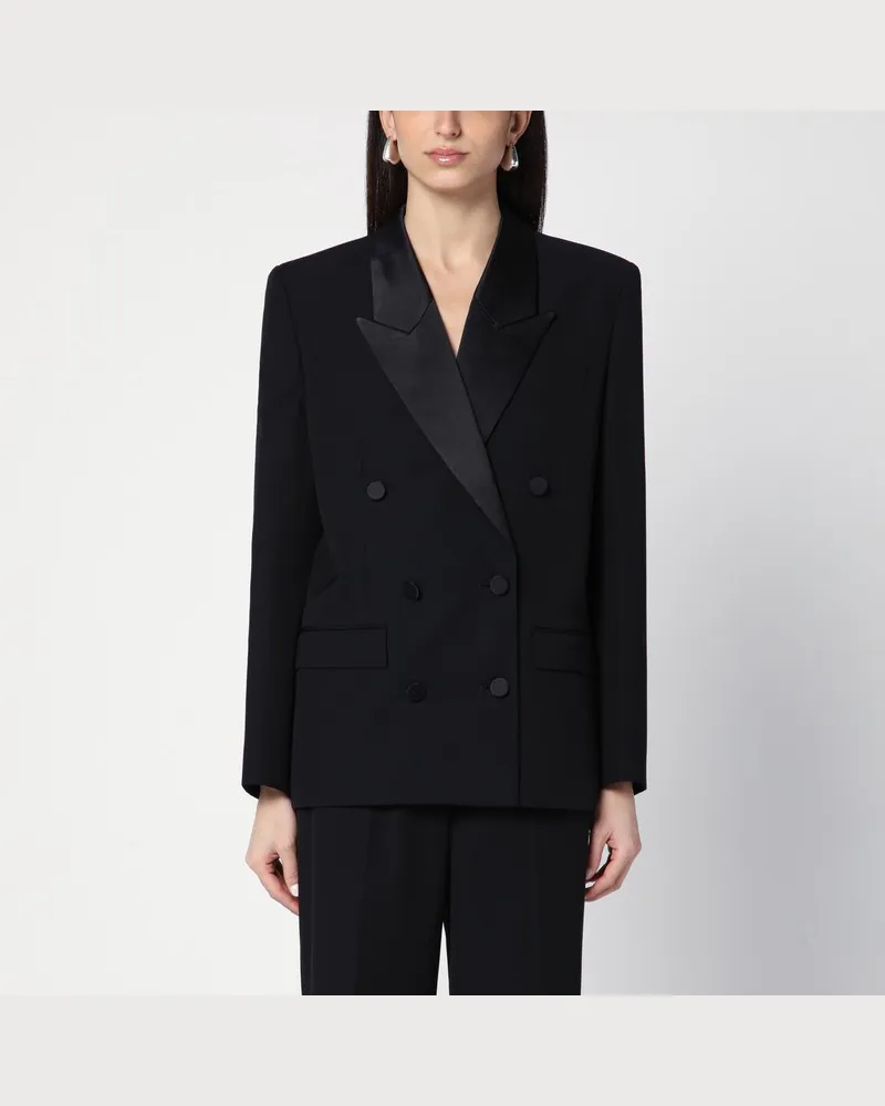 Anine Bing Schwarze zweireihige Jacke Ross Schwarz