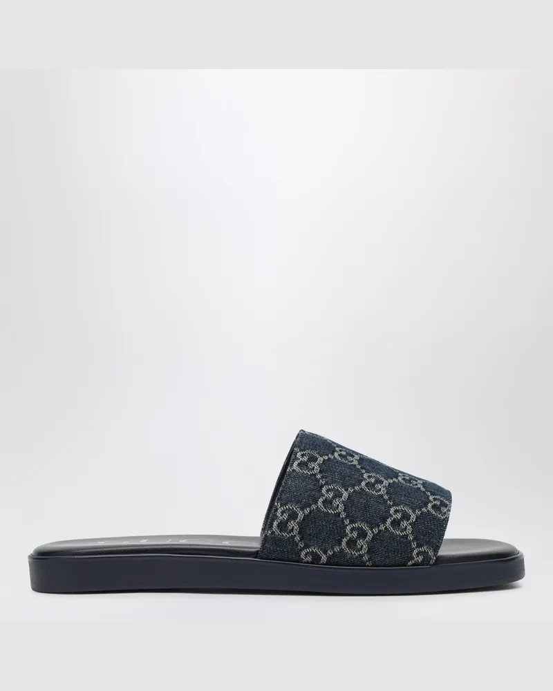 Gucci Slider-Sandale aus GG-Denim in Flurry Blue Blue