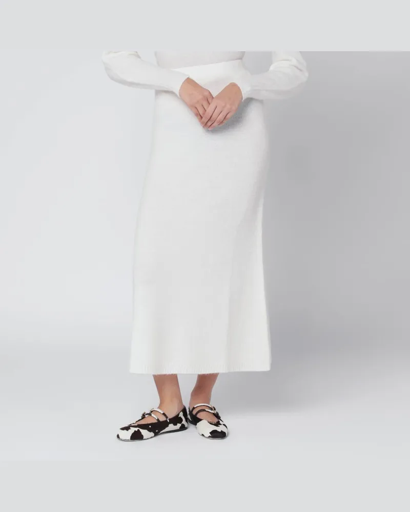 Max Mara Elfenbeinfarbener Rock aus Stretch-Kaschmirstrick Weiß