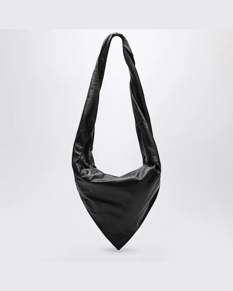 Christophe Lemaire Scarf Bag aus schwarzem/braunem Leder Schwarz