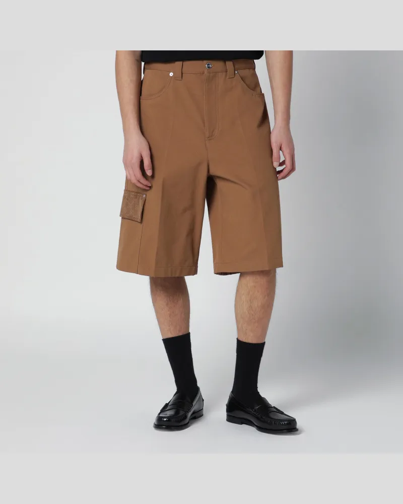 Gucci Camel-farbene Cargo-Bermudashorts mit GG-Details 