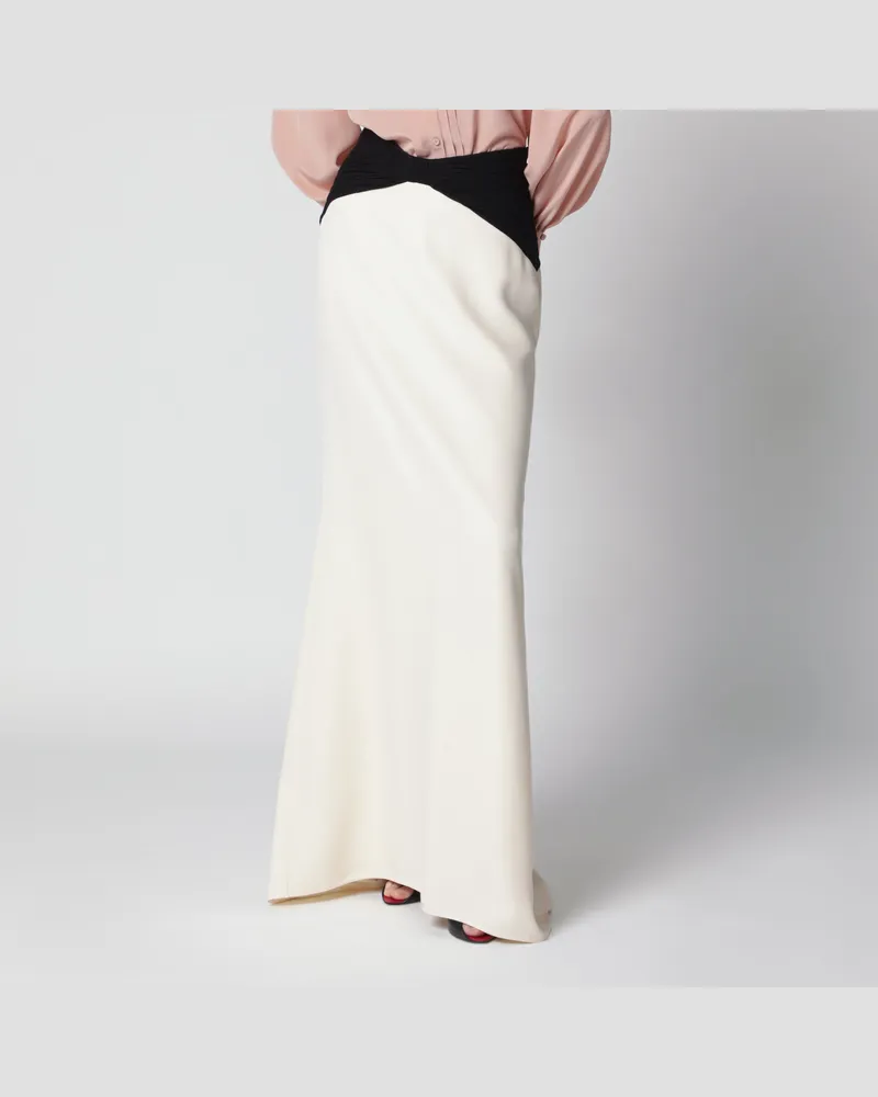 Valentino Garavani Langer Seidenrock in Vanille/Schwarz Beige