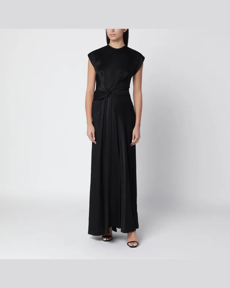 Victoria Beckham Aria Gown langes schwarzes Satinkleid Black