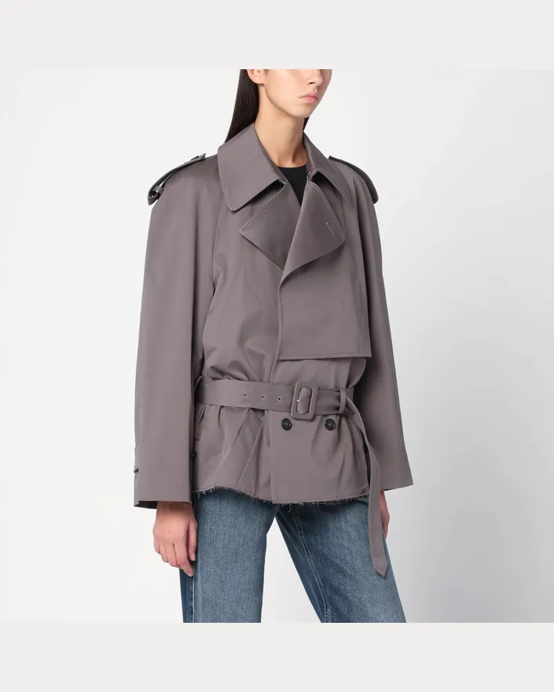 Maison Margiela Kurzer grauer zweireihiger Trenchcoat Grau