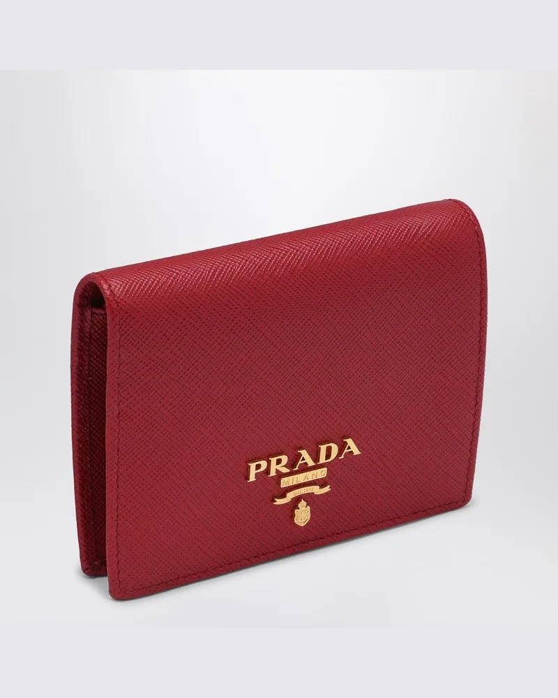 Prada Feurig rotes Portemonnaie aus Saffiano-Leder Rot