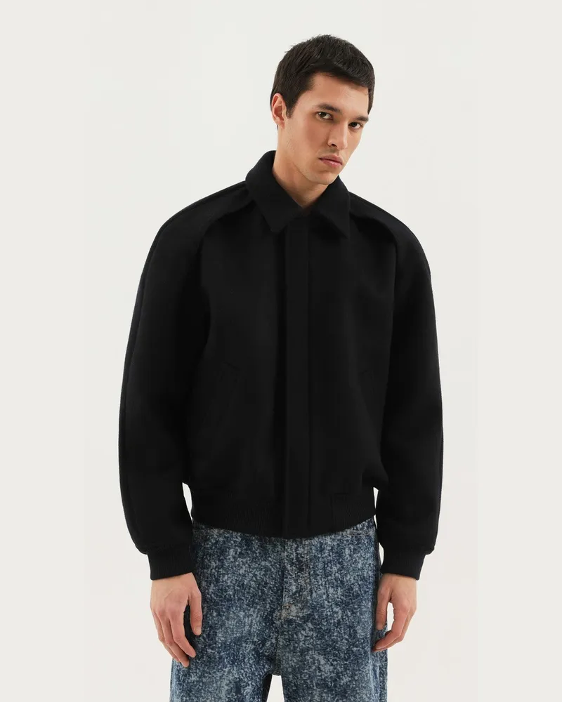 1989 STUDIO Magischer Bomber aus blauer Wolle Blue