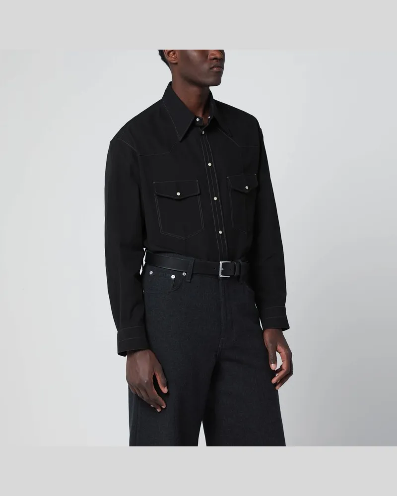 Christophe Lemaire Schwarzes Western-Hemd aus Baumwolle Schwarz