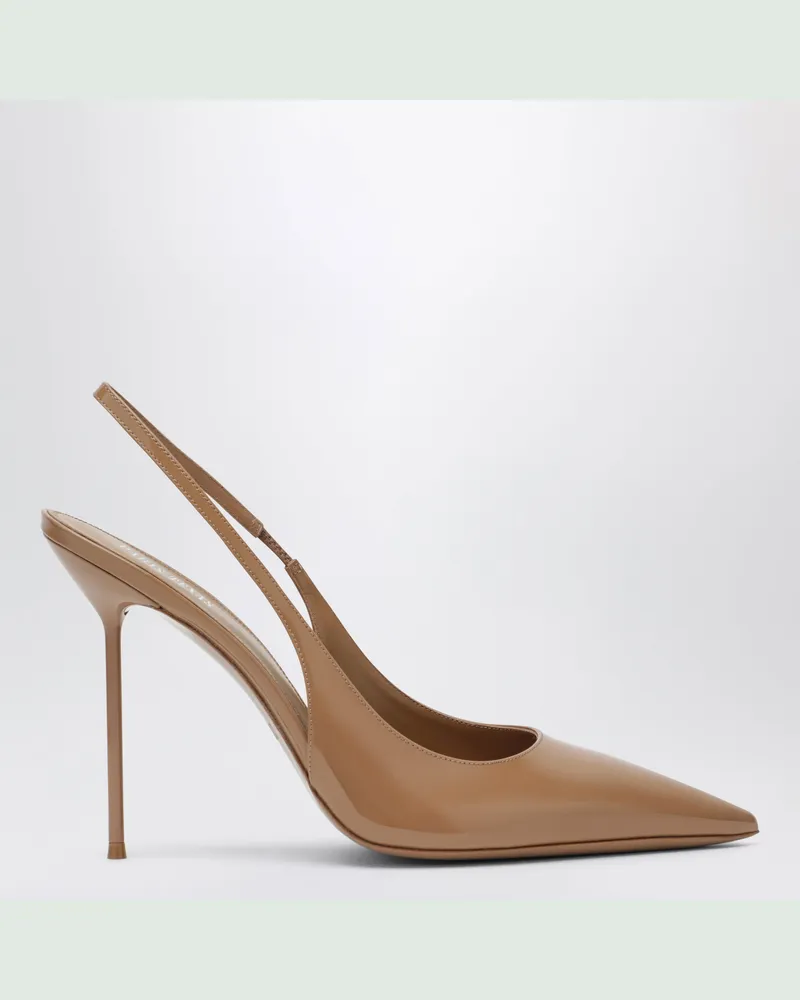 Paris Texas Lidia Slingback-Pumps aus beigem Lackleder Beige