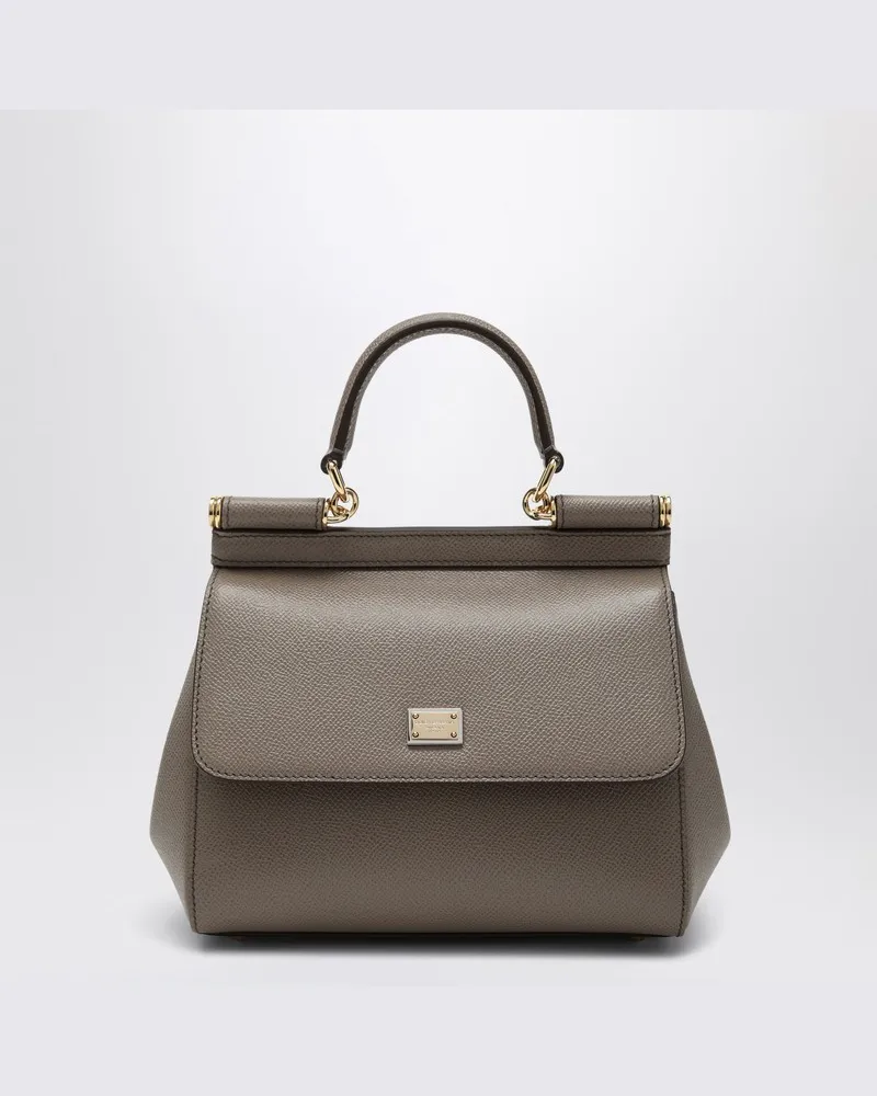 Dolce & Gabbana Mittlere schlammfarbene Sicily-Handtasche Grau