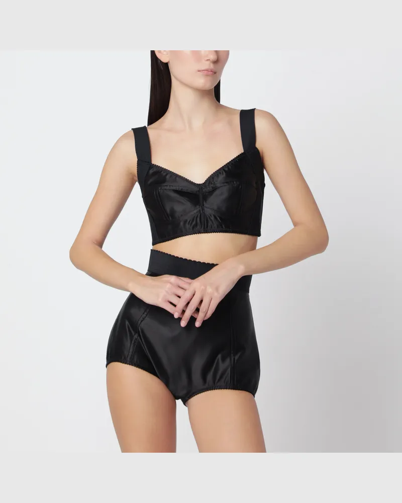 Dolce & Gabbana Schwarzes Satin-Bustier-Top Black