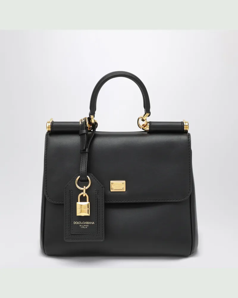 Dolce & Gabbana Schultertasche Meine Sizilien aus schwarzem Leder Black