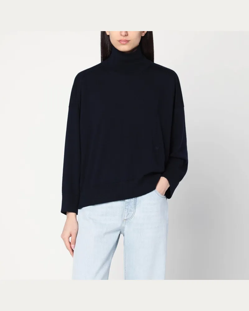 Bottega Veneta Dunkelblauer Rollkragenpullover aus Wolle Blau