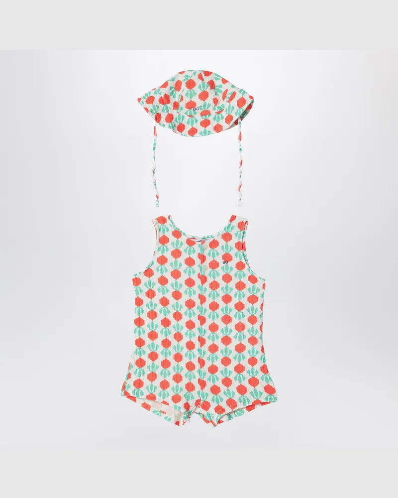 BOBO CHOSES Ärmelloser Strampler mit Mütze mit Radieschenmotiv Red