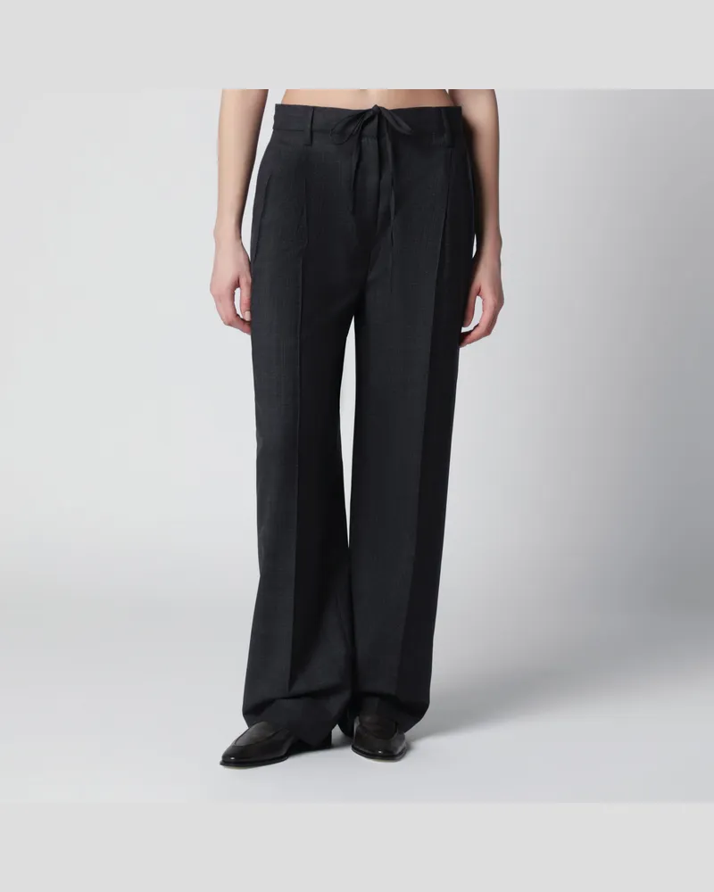 Prada Graue Wollhose mit Check-Muster Grey