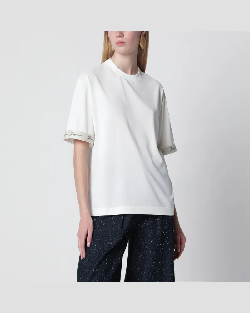 Jacquemus Weißes Ventadou-T-Shirt aus Jersey mit Papiereffekt White