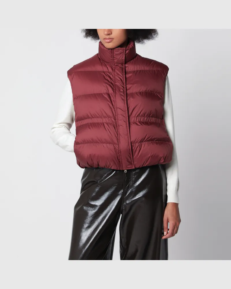 Brunello Cucinelli Ärmellose Daunenjacke in Rosso Mattone aus Nylon Red