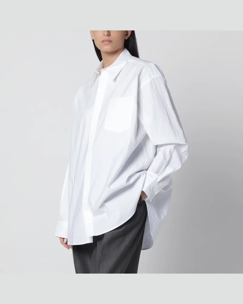 AMI Paris Weißes Baumwollpopeline-Hemd Large Fit White