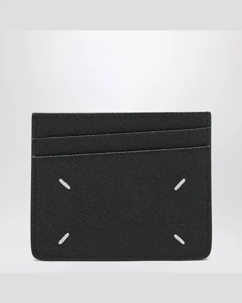 Maison Margiela Four Stitches Kartenetui aus schwarzem Kalbsleder Black