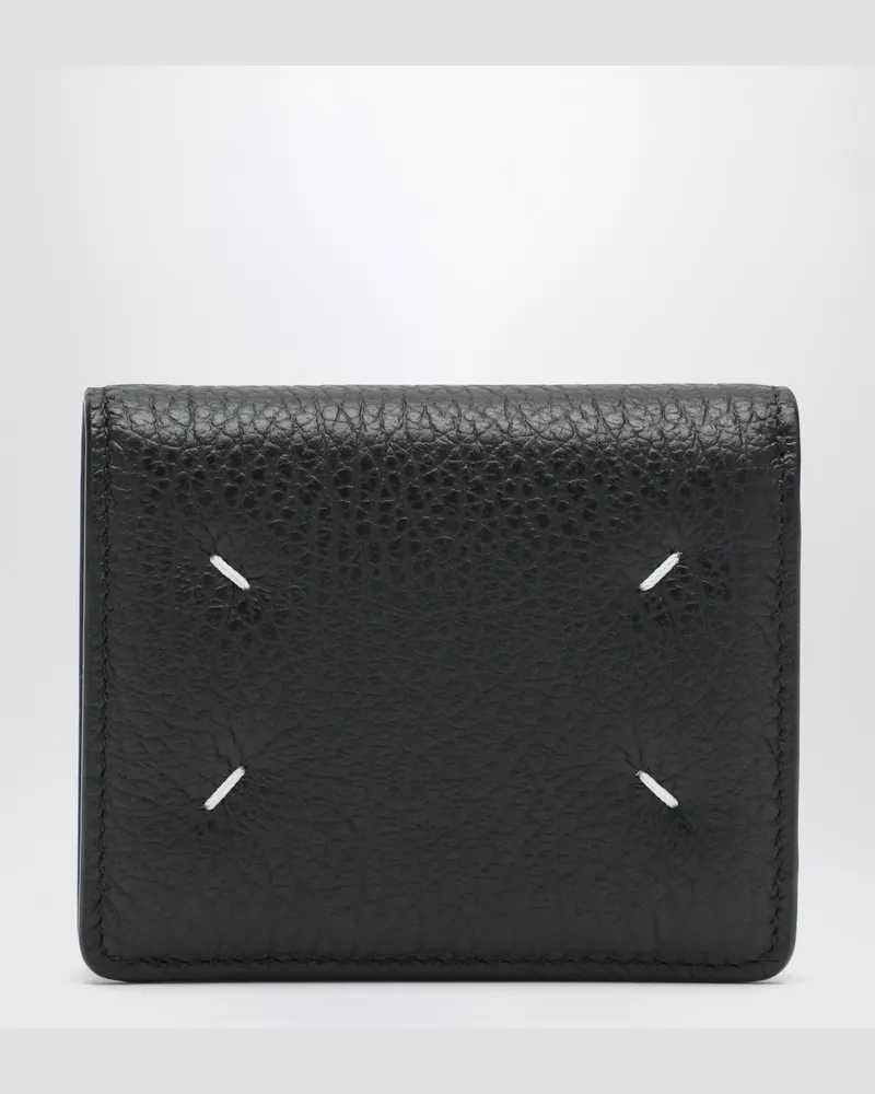 Maison Margiela Kompaktes Kartenetui Four Stitches aus Leder, schwarz Black