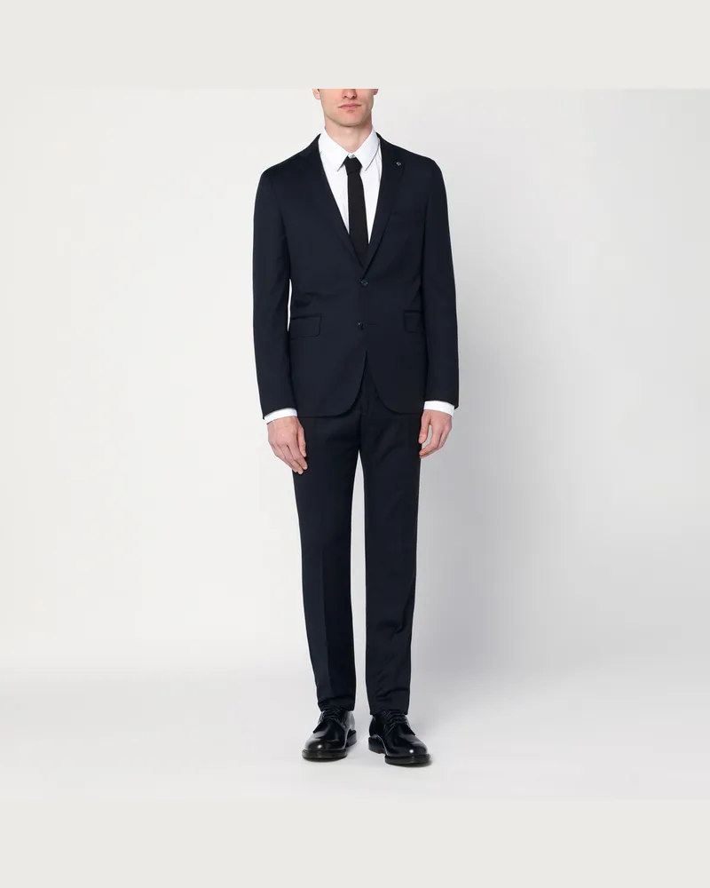 Tagliatore Blauer einreihiger Anzug aus Wolle Blue