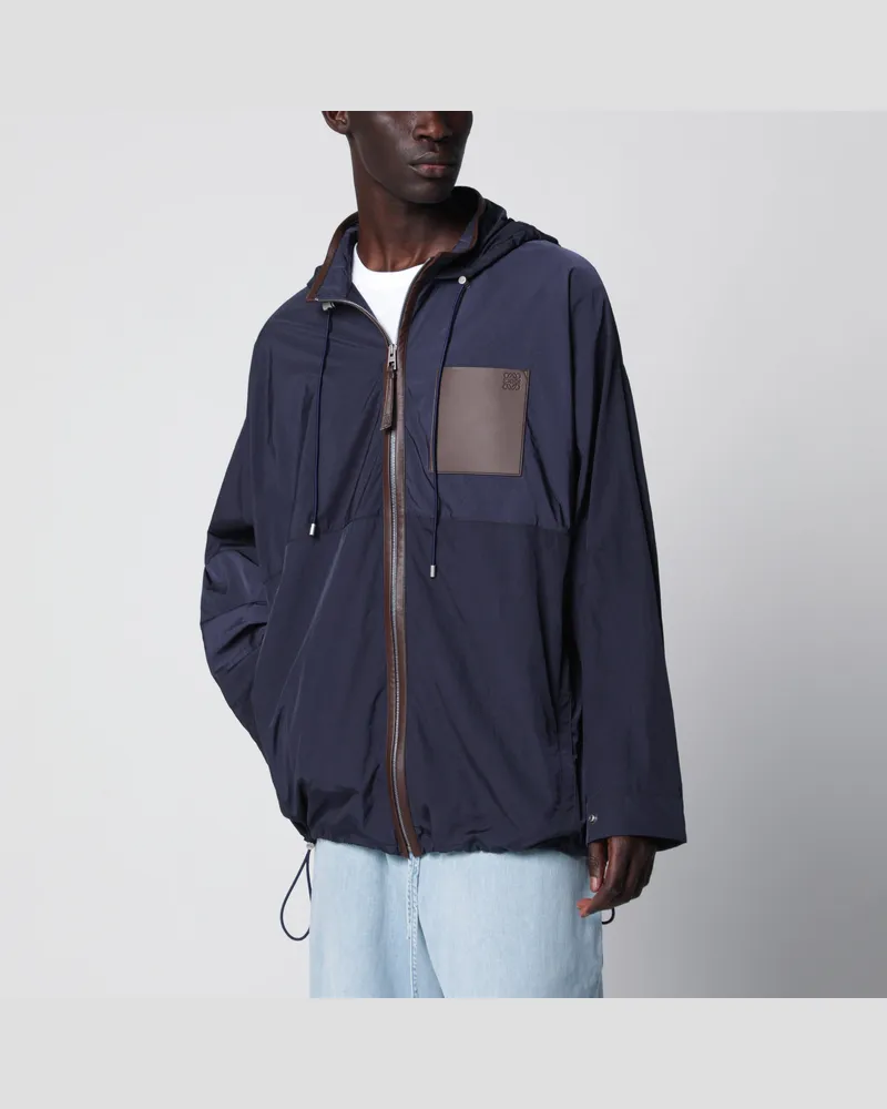 Loewe Marineblaue technische Micro-Ripstop-Jacke mit Kapuze Blue