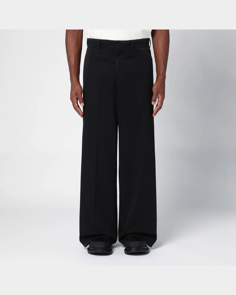 Palm Angels Weite schwarze Baumwollhose Schwarz