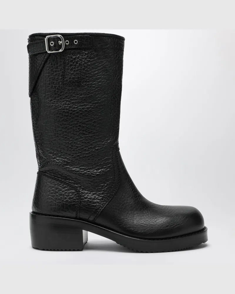 Dries van Noten Black leather biker boots Black