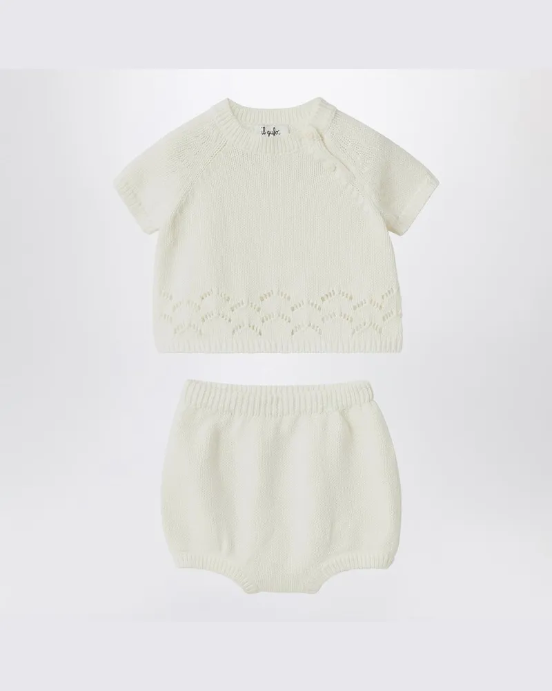 Il Gufo Weißer Milchanzug in Bio-Baumwolle Weiß